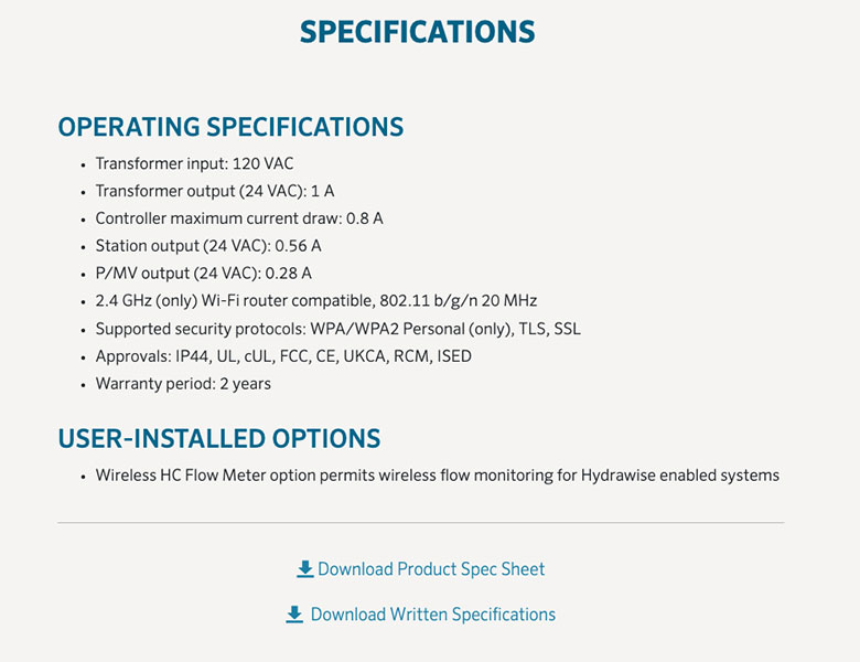 Specification data