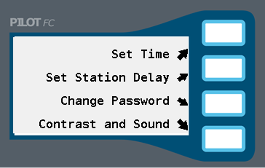 Screen showing the Set Time selection.