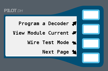 Image of the screen with selection options.