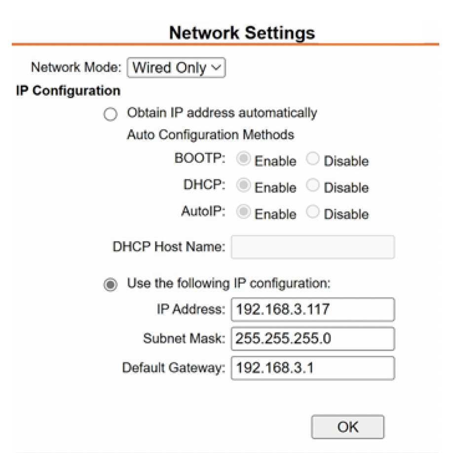 Network settings