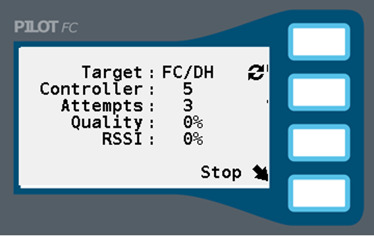 Image of the screen showing the test in progress with details reported.